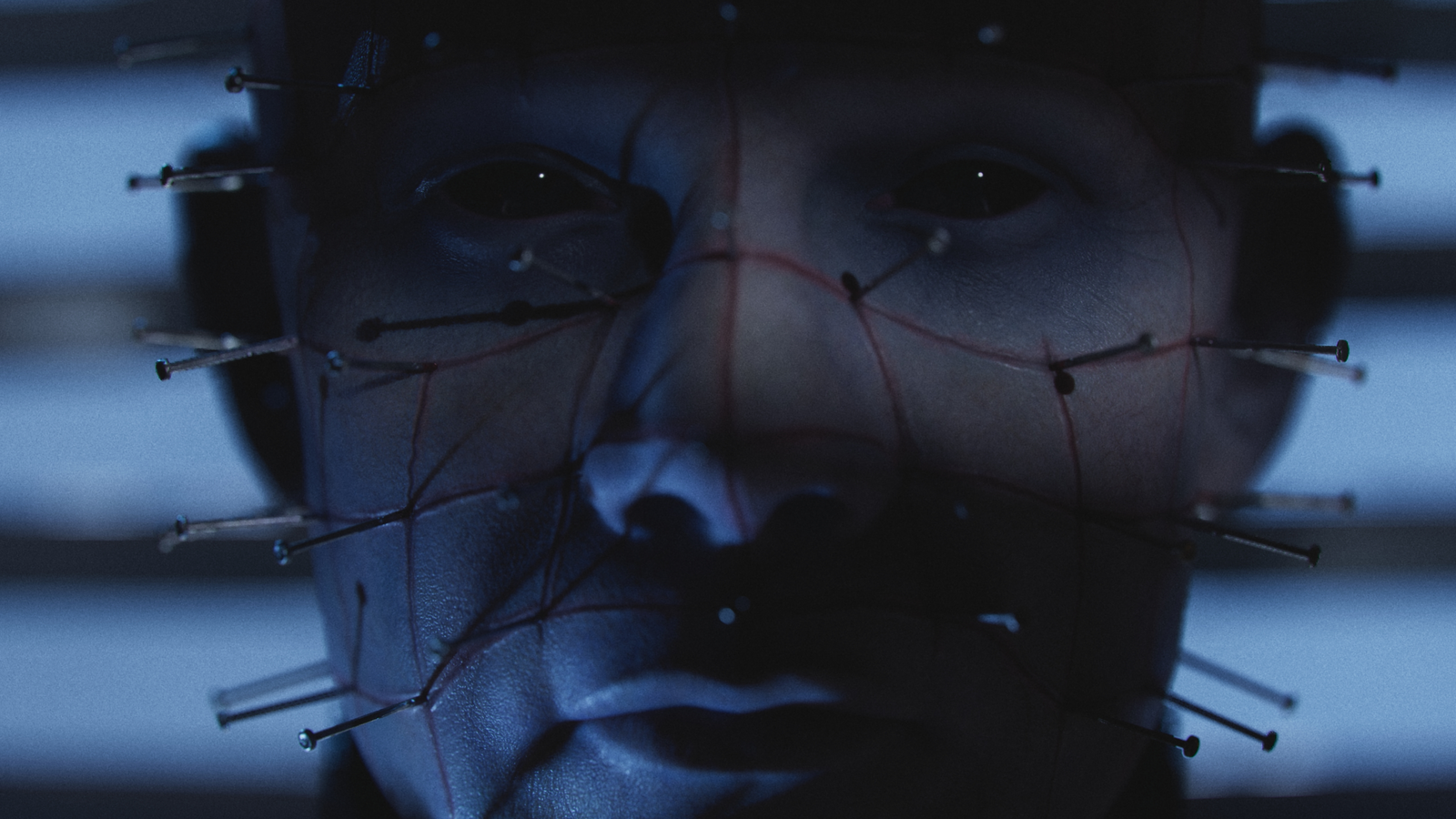 A close-up shot of Pinhead from Hellraiser