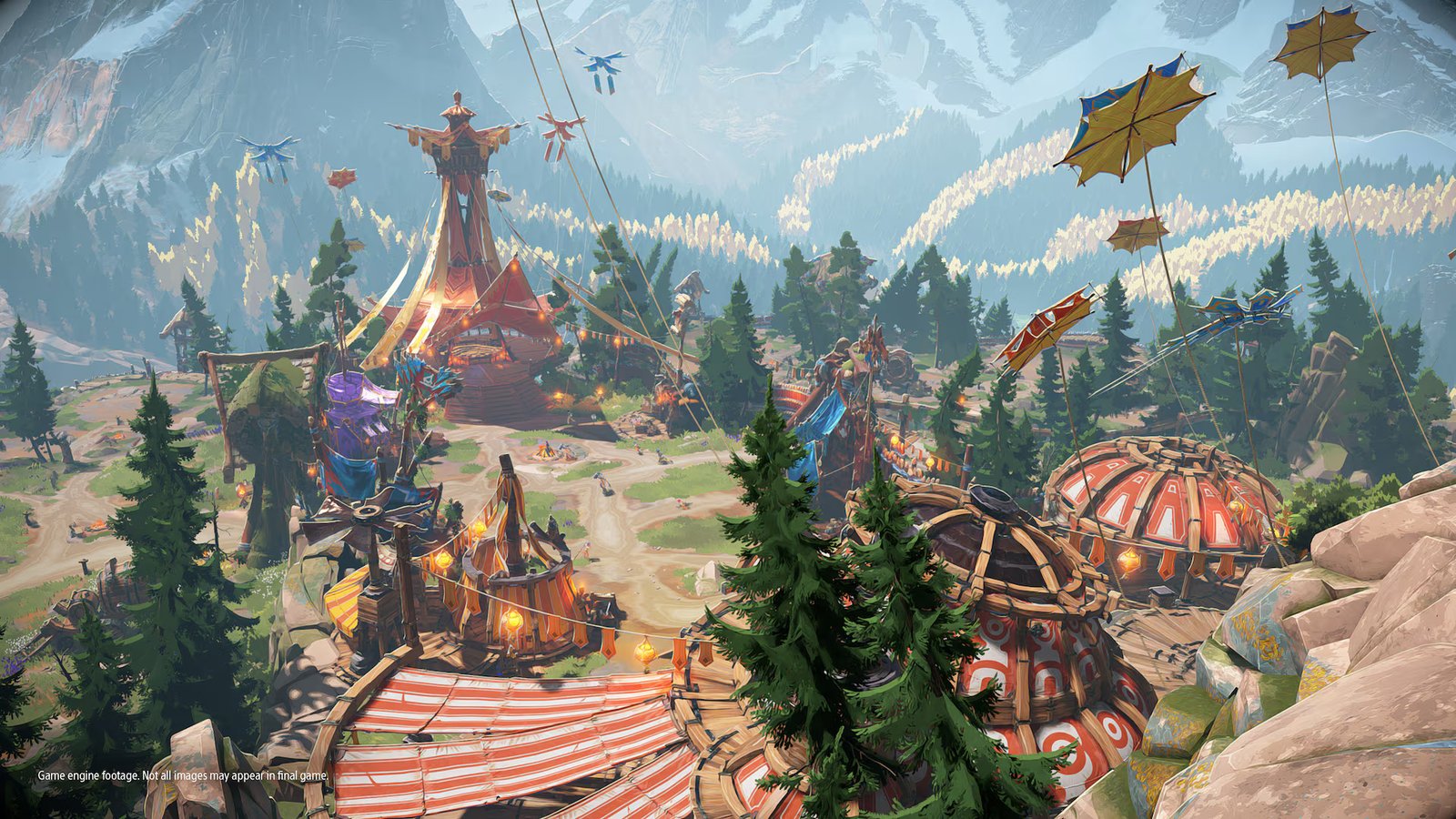 An overview of a campsite during daytime in Horizon Hunters Gathering