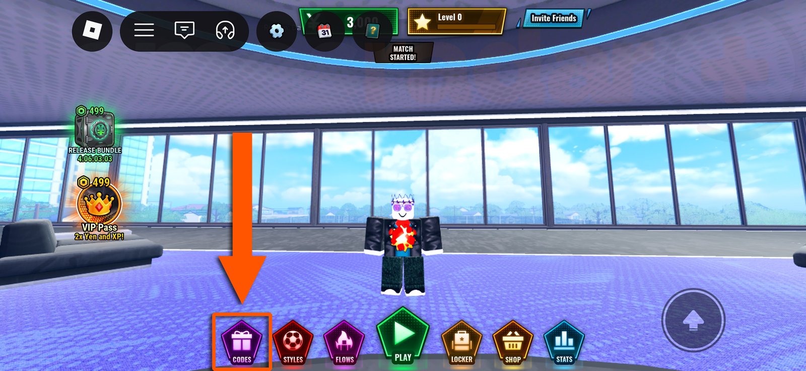 The menu option to redeem Soccer Zero codes