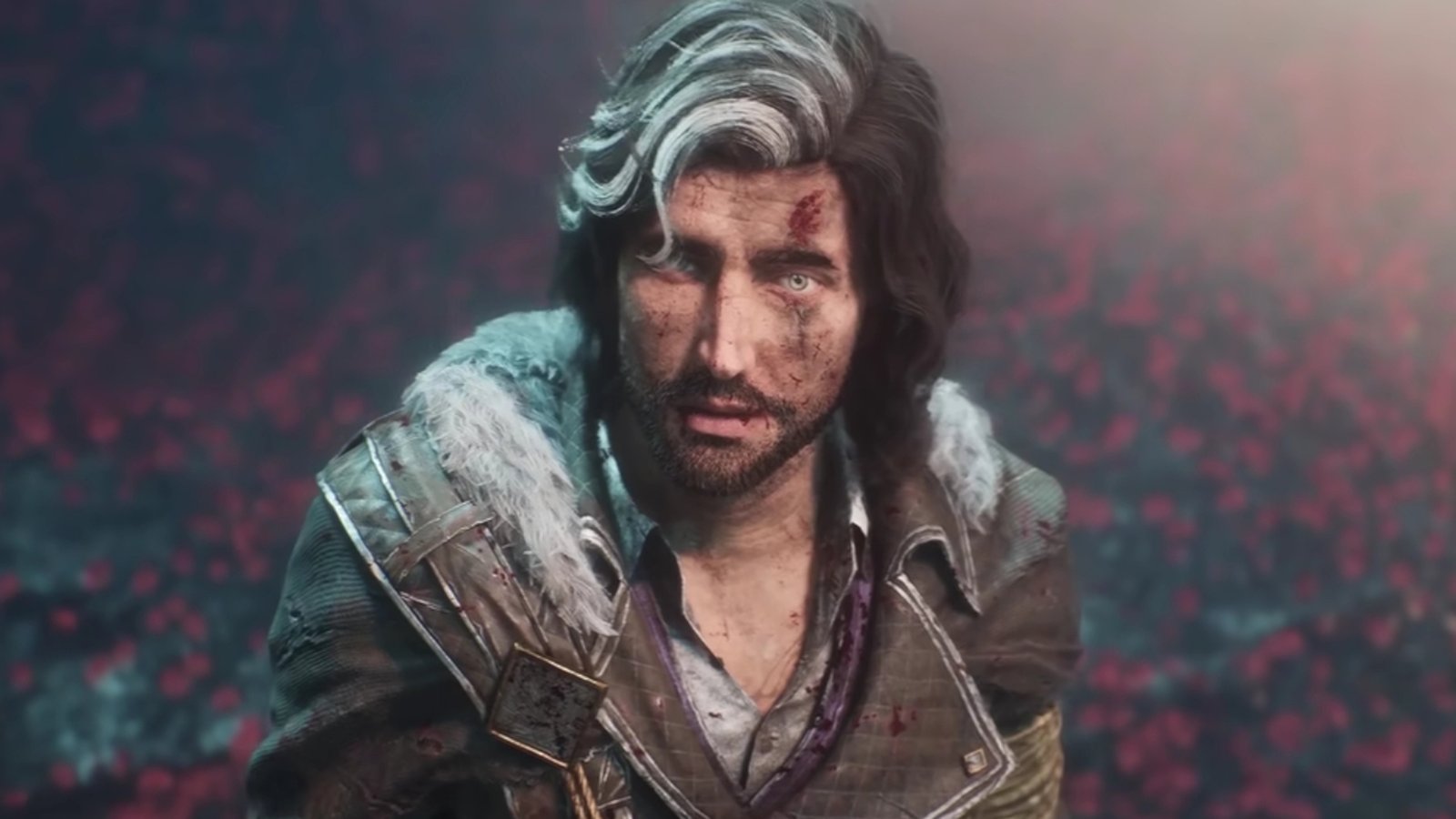 Clair Obscur: Expedition 33 screenshot of Verso, a man with black hair with white streaks running through his fringe