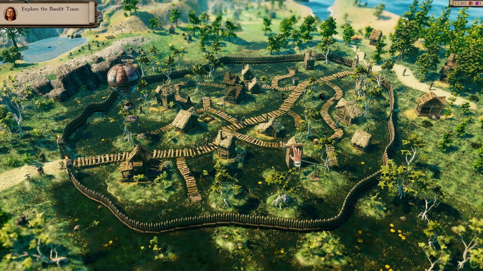 Masters of Albion gameplay showing a neglected bandit camp