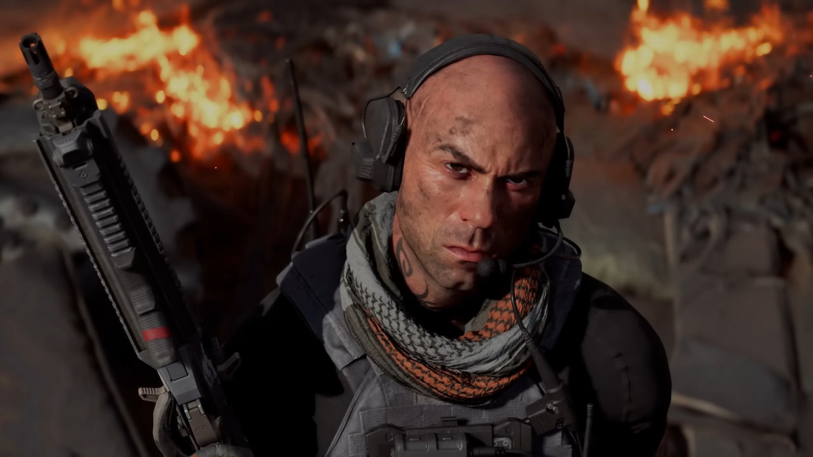 Battlefield 6 soldier grimacing