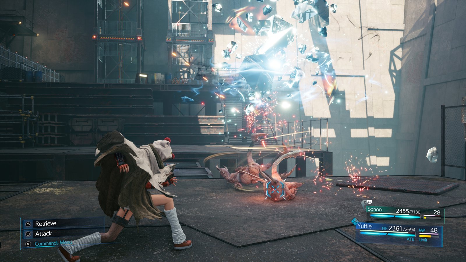 In Final Fantasy 7 Remake Intergrade, Yuffie attacks a group of enemies
